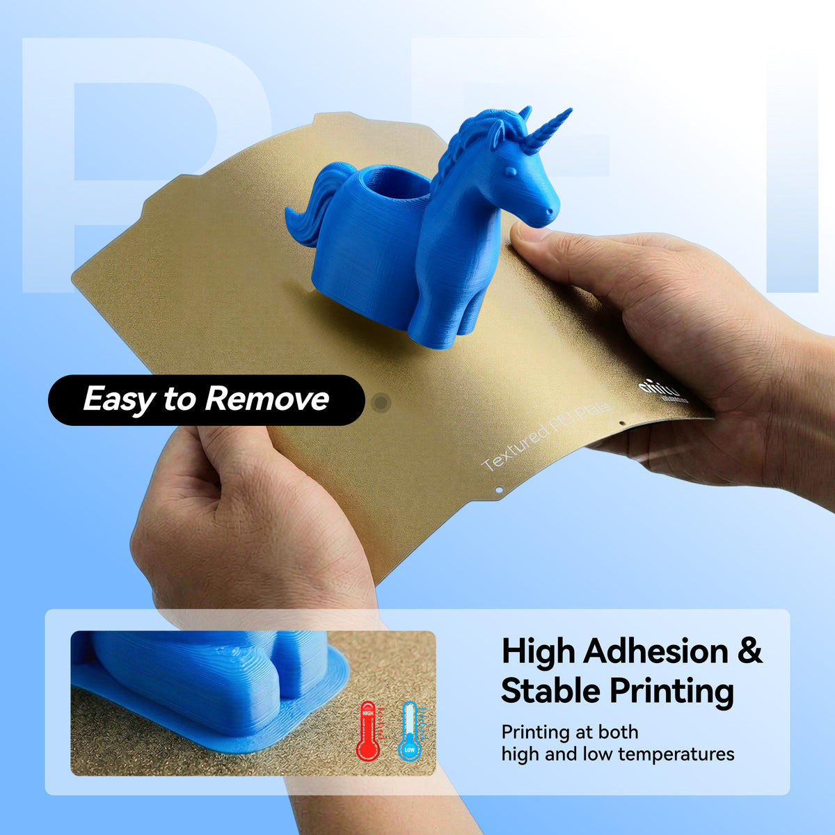 4-Pack Textured PEI Build Plates with Grip Hook for Bambu Lab A1 / A1 Mini