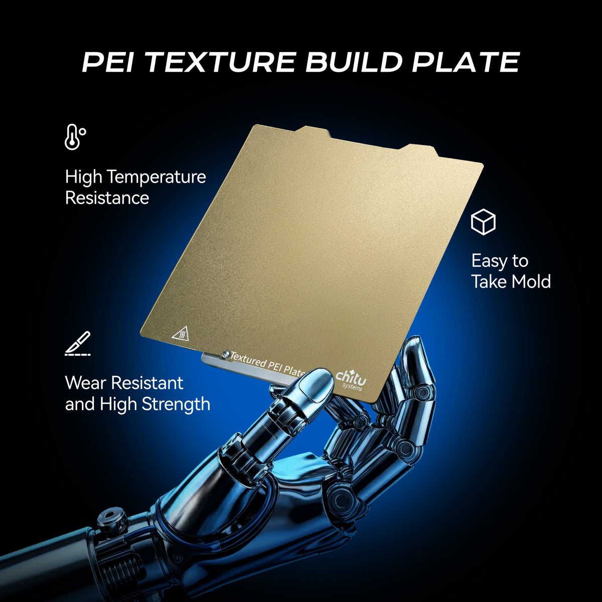 4-Pack Textured PEI Build Plates with Grip Hook for Bambu Lab A1 / A1 Mini