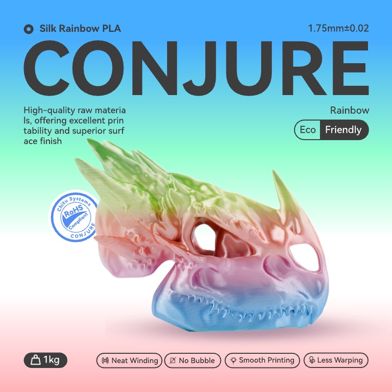 Conjure Silk Rainbow PLA 3D Printer Filament