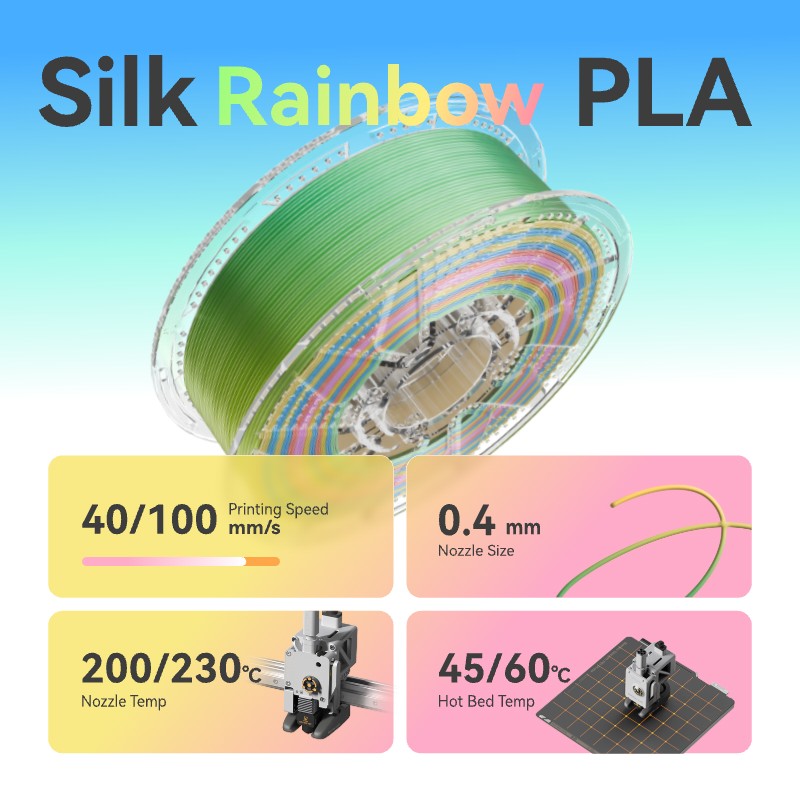 Conjure Silk Rainbow PLA 3D Printer Filament