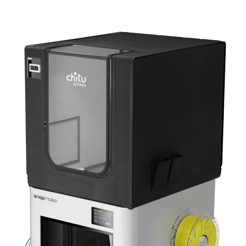 Close-up of Chitu Systems Snapmaker U1 top cover enclosure with front viewing window and side ventilation port
