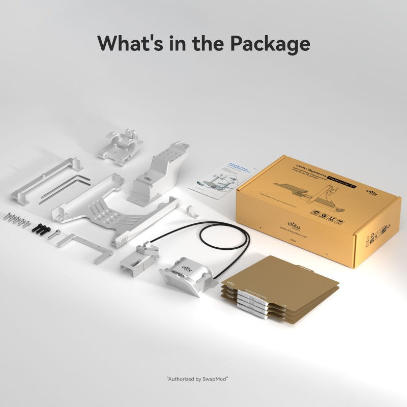 PlateCycler C1 kit contents with PEI build plates and installation components