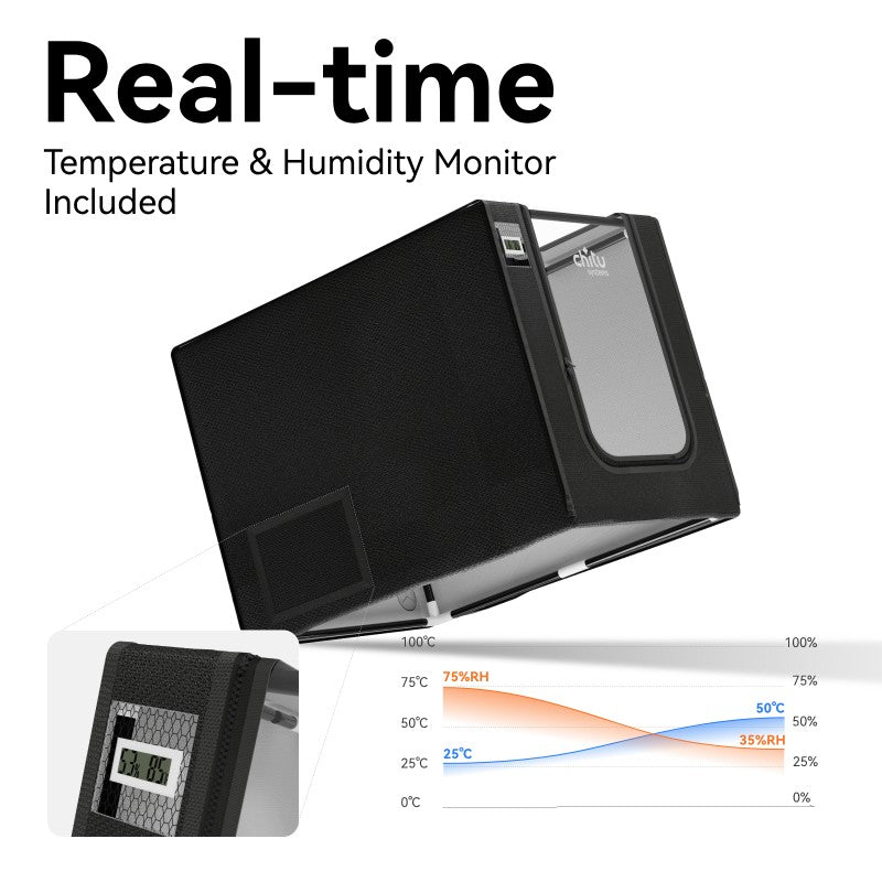 Snapmaker U1 enclosure with included thermo-hygrometer for real-time temperature and humidity monitoring