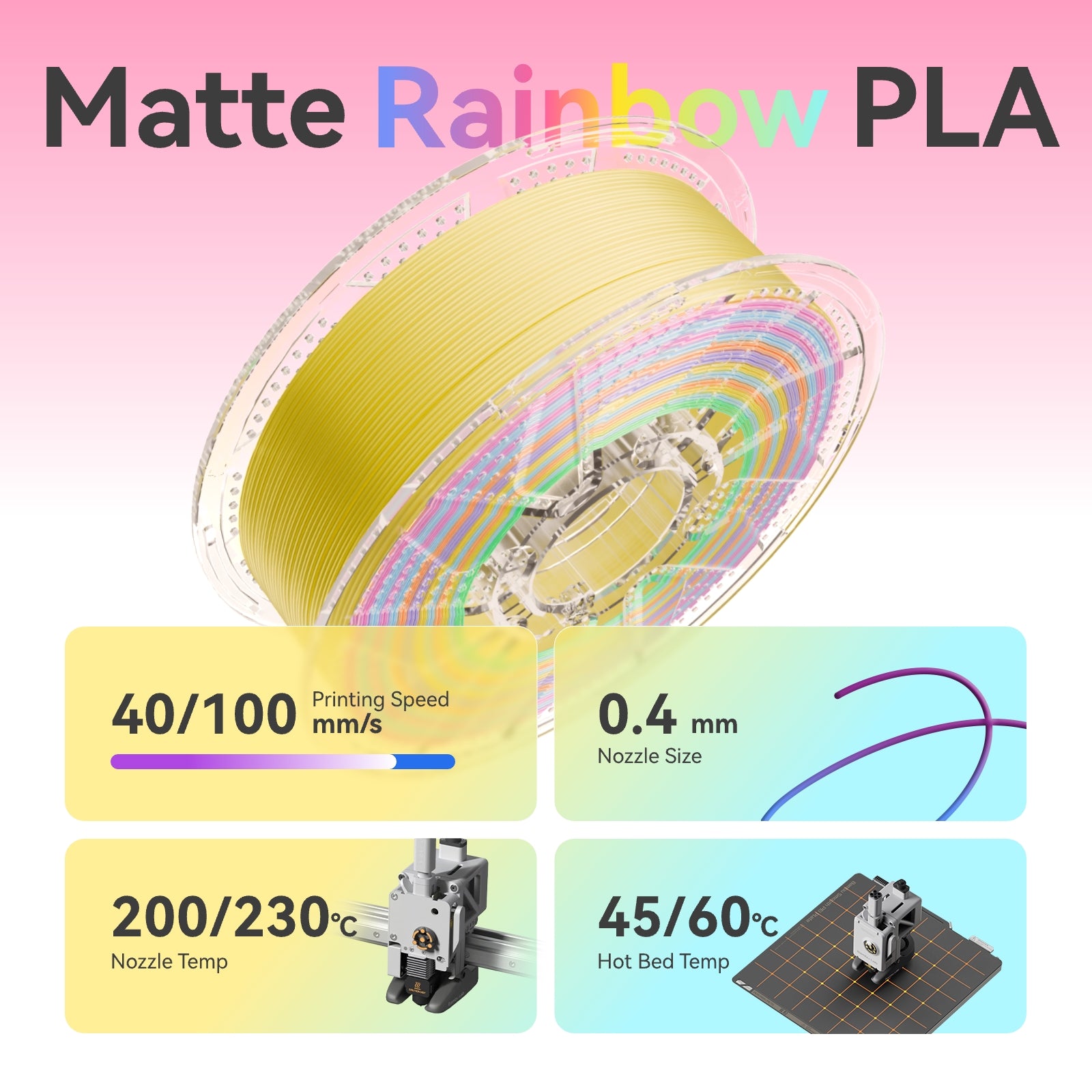 Conjure Matte Rainbow PLA Filament