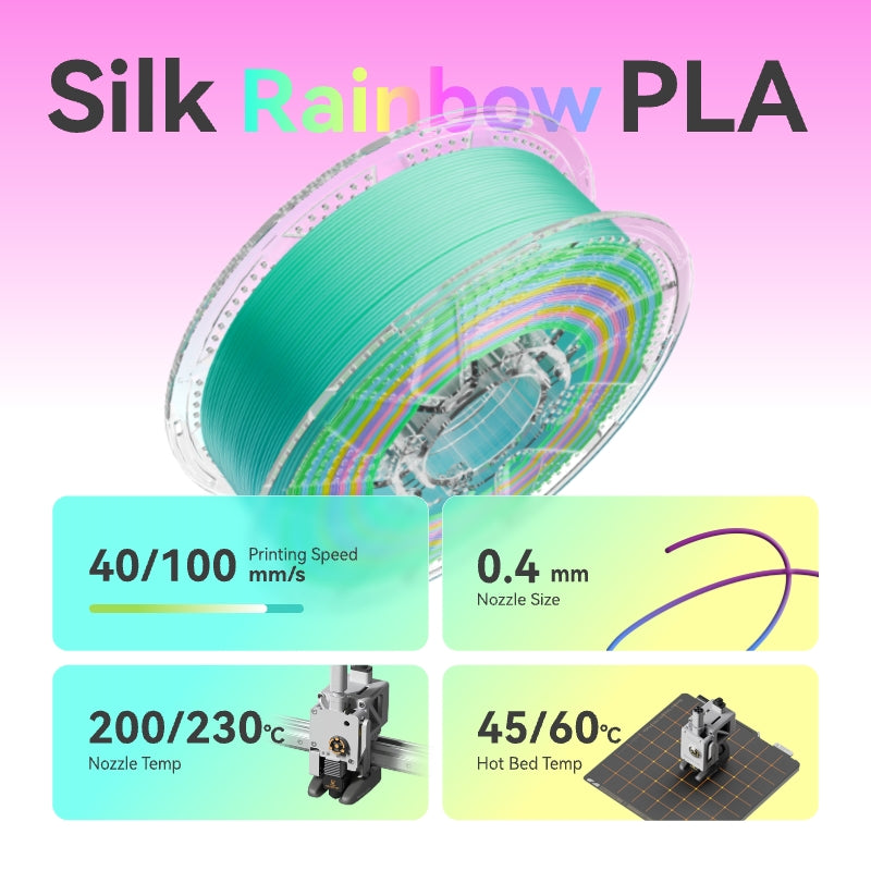 Conjure Silk Rainbow PLA 3D Printer Filament