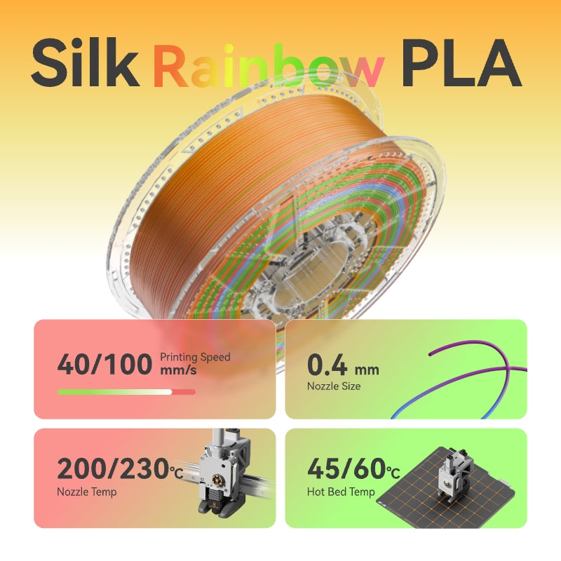 Conjure Silk Rainbow PLA 3D Printer Filament
